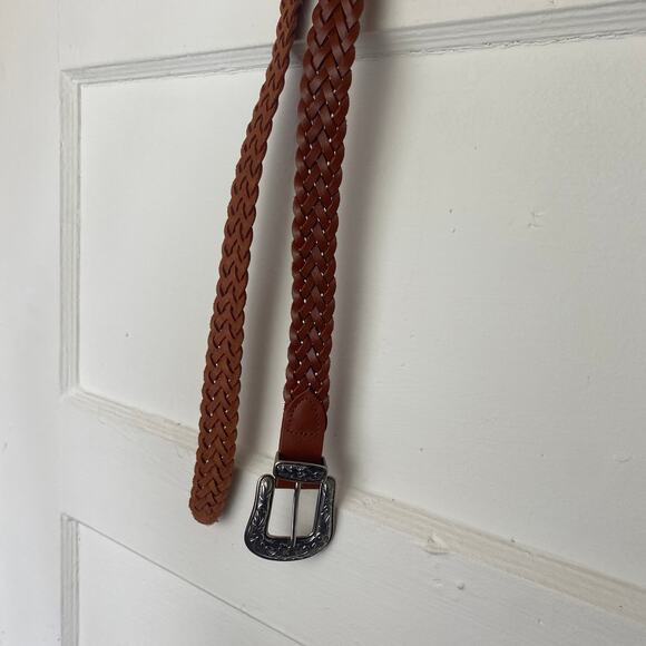 Vintage Brown Braided Belt with Silver Buckle - Picture 2 of 4
